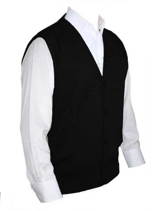 50% OFF - FRANCO PONTI Sleeveless Cardigan - Mens Button Front Gilet - Black - Size: SMALL