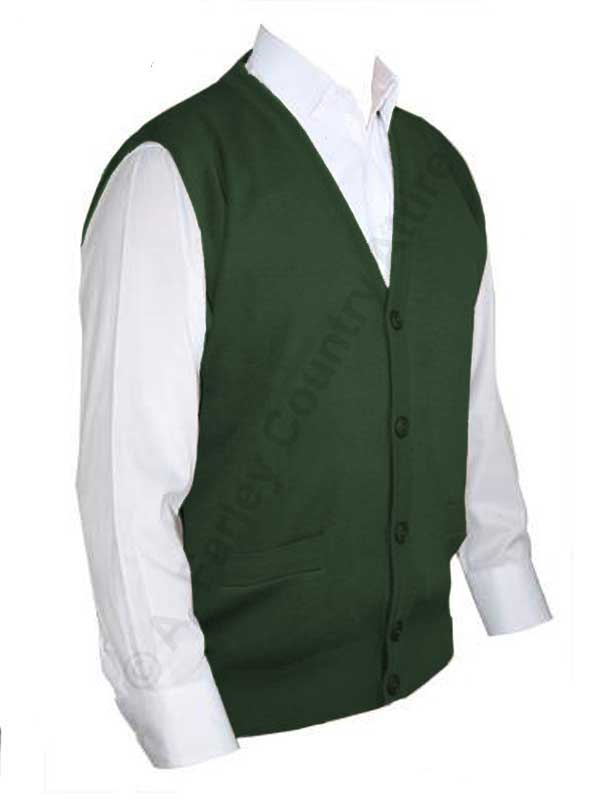 40% OFF - FRANCO PONTI Sleeveless Cardigan - Mens Button Front Gilet - Green - Size: 2XL