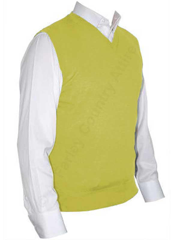 40% OFF - FRANCO PONTI Slipover - Mens Italian Merino Wool Blend - Lemon - Size: SMALL