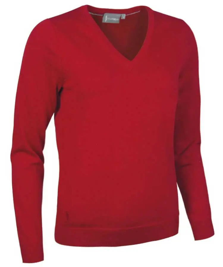 Glenmuir Ladies Darcy V Neck Cotton Sweater - Garnet