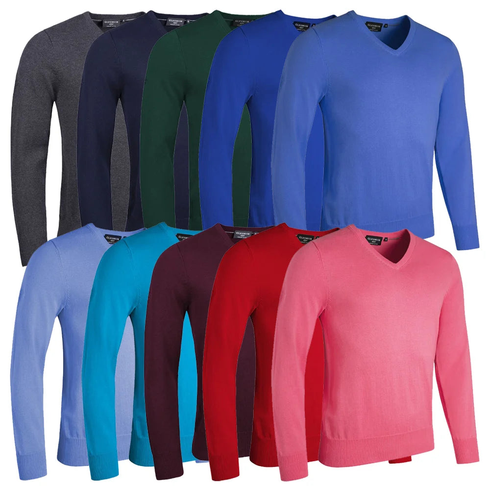 Glenmuir Mens Eden V Neck Sweater - Cotton - 19 Colour Options
