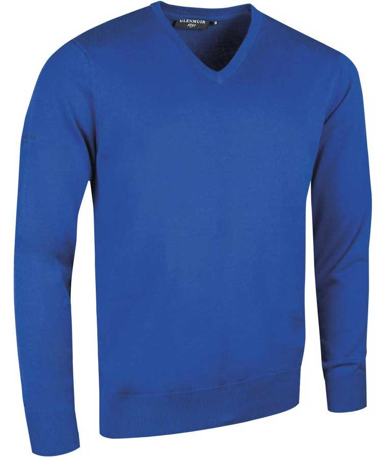 Glenmuir Men's Eden V Neck Cotton Sweater Ascot Blue
