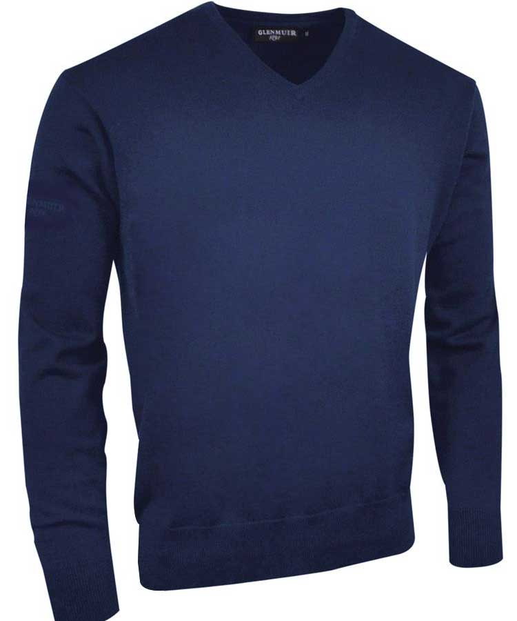 Glenmuir Men's Eden V Neck Cotton Sweater Light Grey