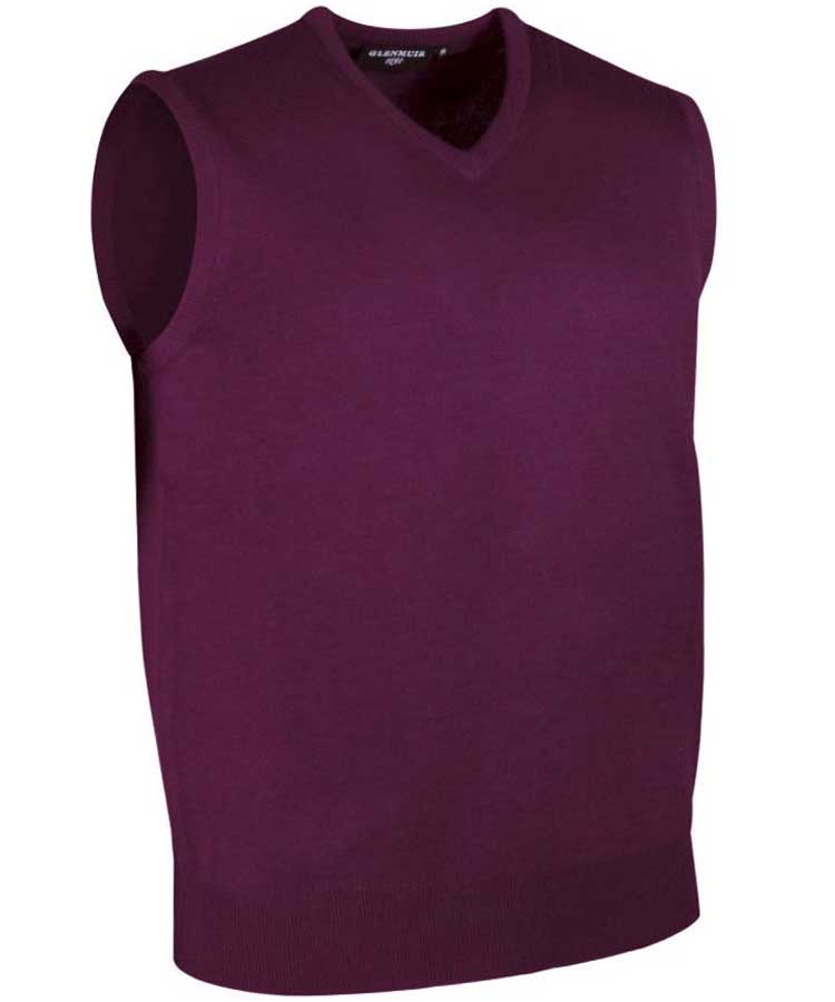 Glenmuir Men's Rankin V Neck Fine Merino Slipover Bordeaux