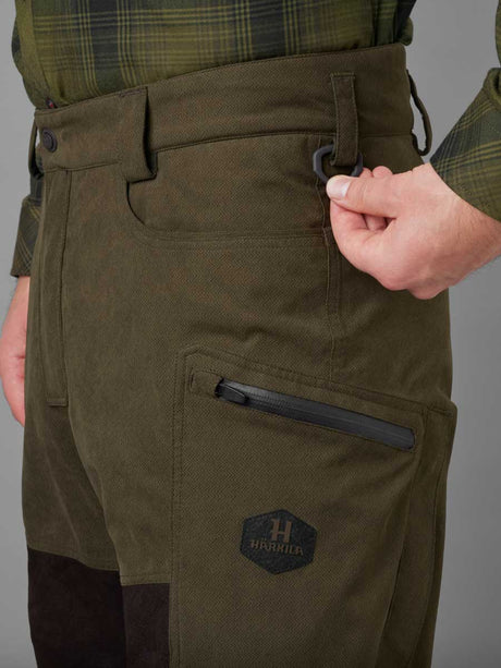 HARKILA Driven Hunt HWS Leather Trousers - Mens - Willow green & Shadow brown