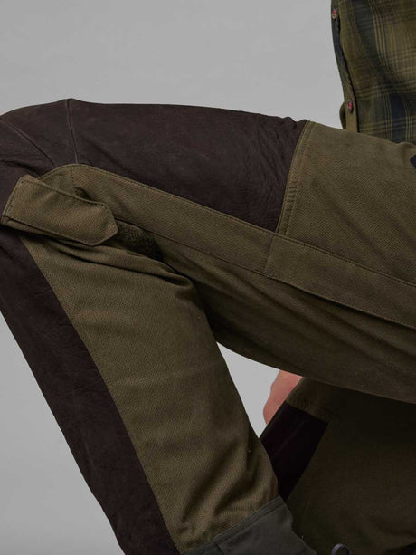HARKILA Driven Hunt HWS Leather Trousers - Mens - Willow green & Shadow brown