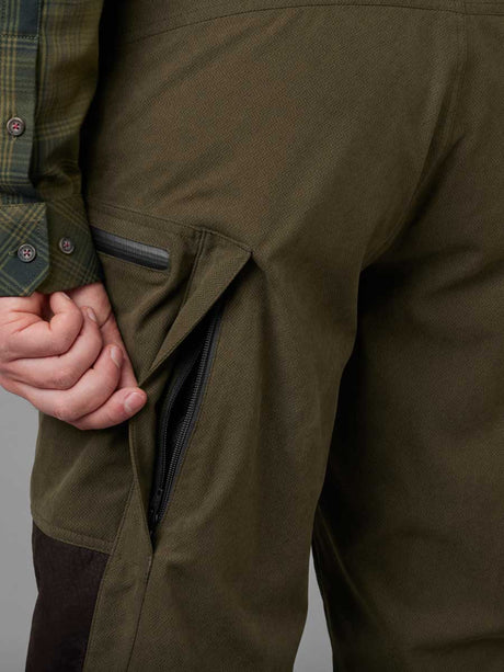 HARKILA Driven Hunt HWS Leather Trousers - Mens - Willow green & Shadow brown