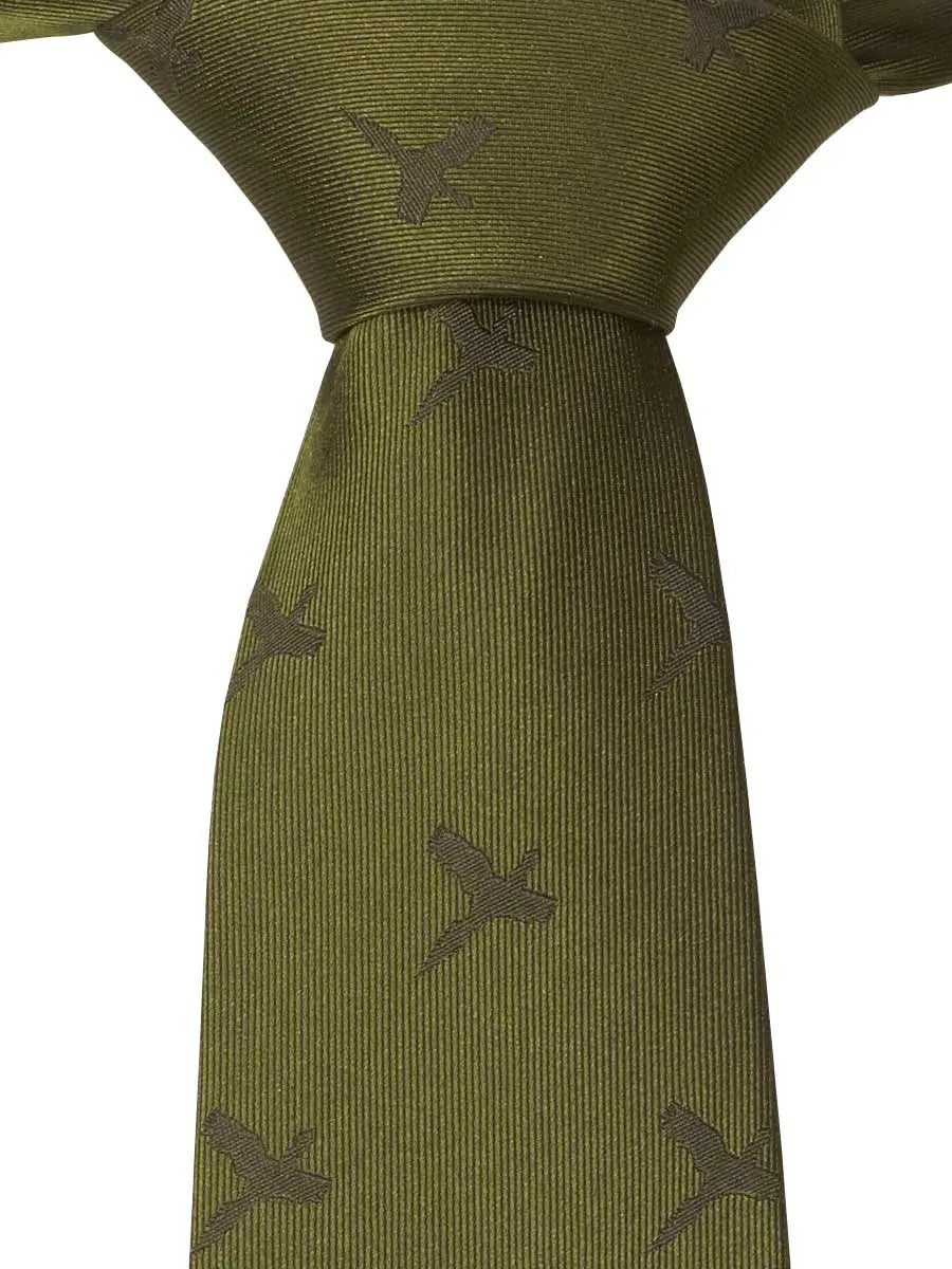 HARKILA Retrieve Pheasant Silk Tie - Olive Green
