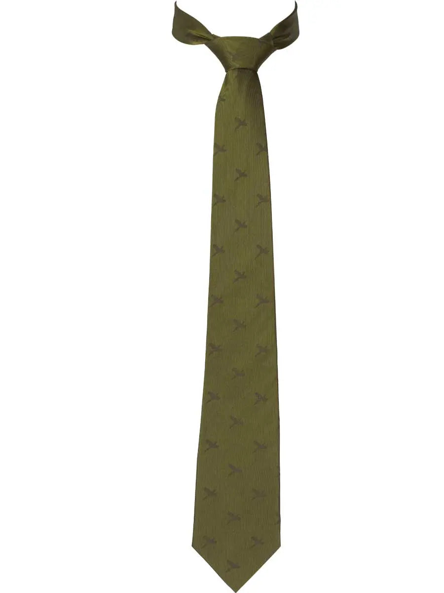 HARKILA Retrieve Pheasant Silk Tie - Olive Green