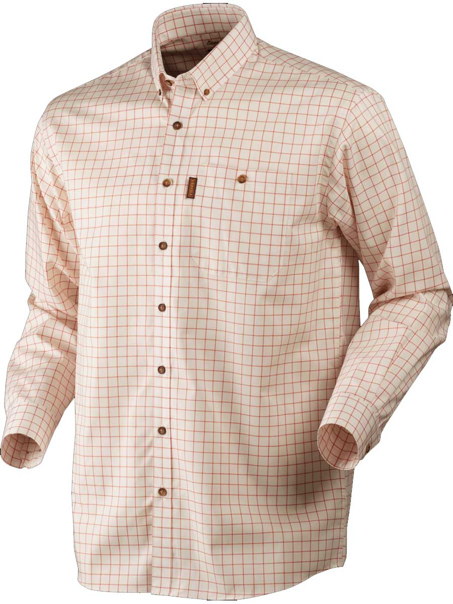 HARKILA Stenstorp 100% Cotton Shirt - Mens - Burnt Orange Check