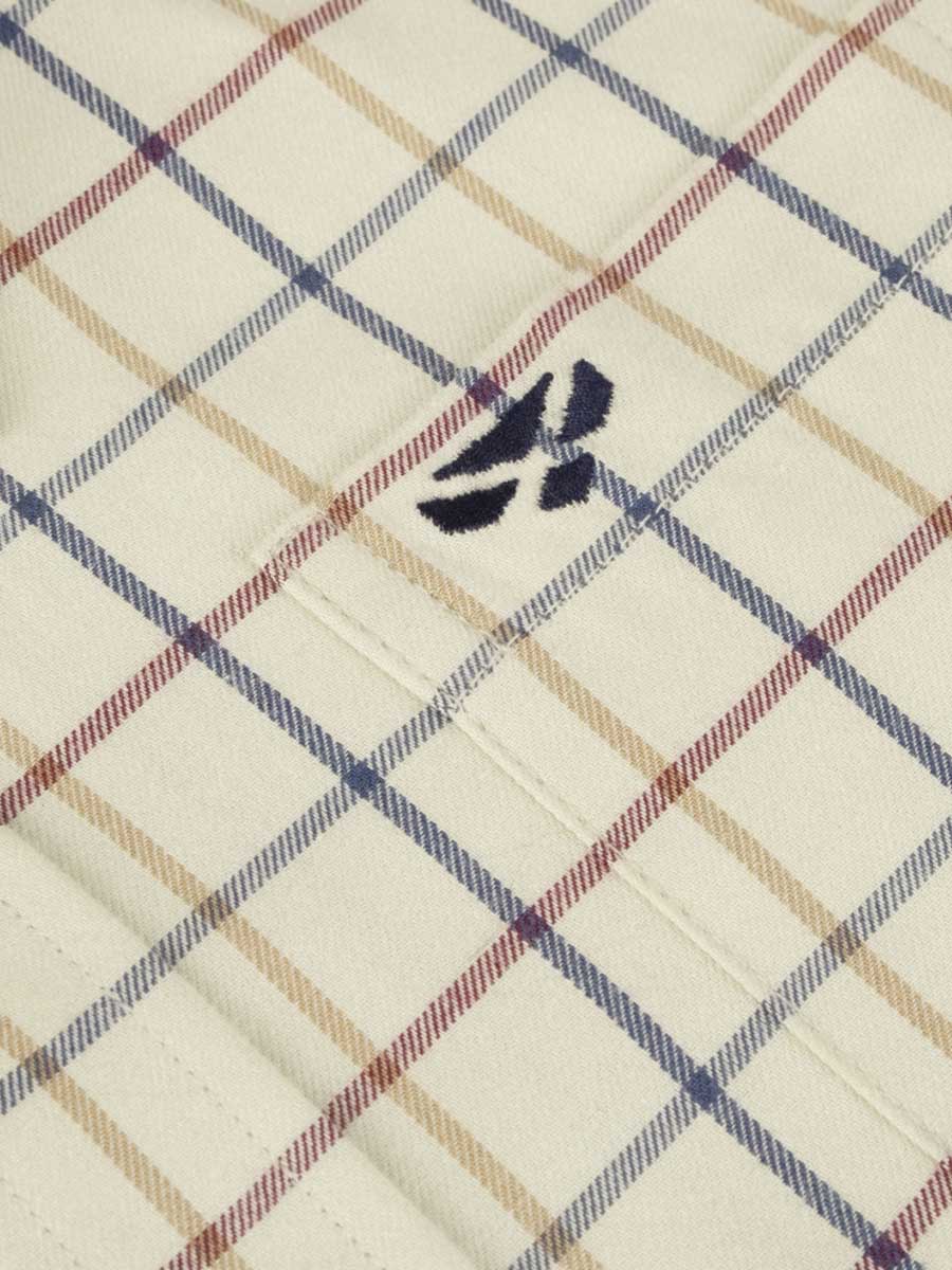 HOGGS OF FIFE Ambassador Junior Tattersall Shirt - Ivory/Navy