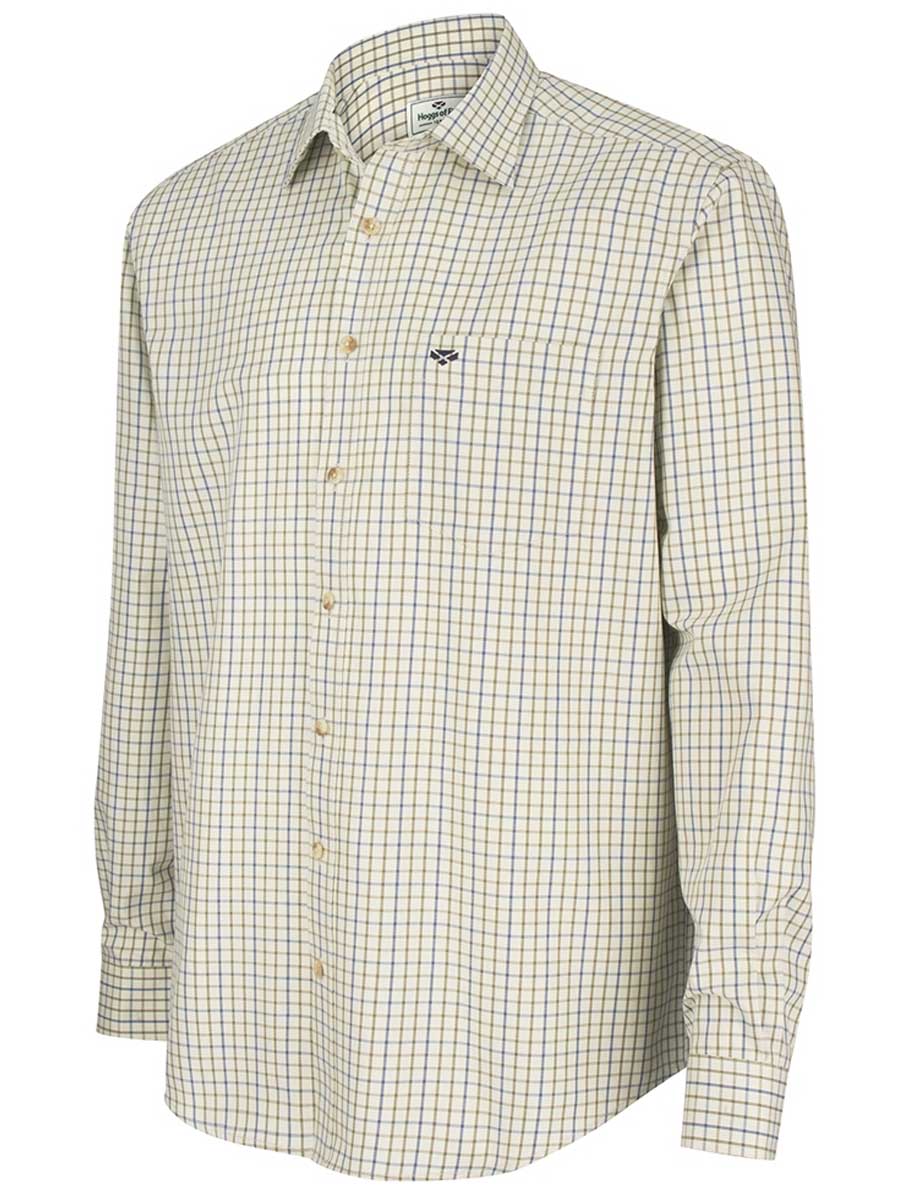 HOGGS OF FIFE Inverness Cotton Tattersall Shirt - Mens - Navy/Olive
