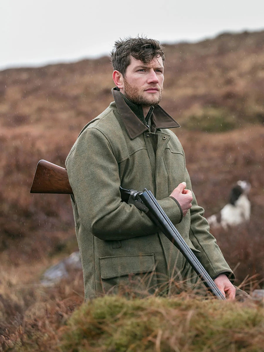 HOGGS OF FIFE Mens Kinloch Technical Tweed Field Coat - Autumn Bracken