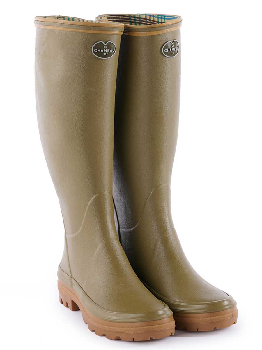 LE CHAMEAU Giverny Wellington Boots - Ladies Jersey Lined - Vert Vierzon