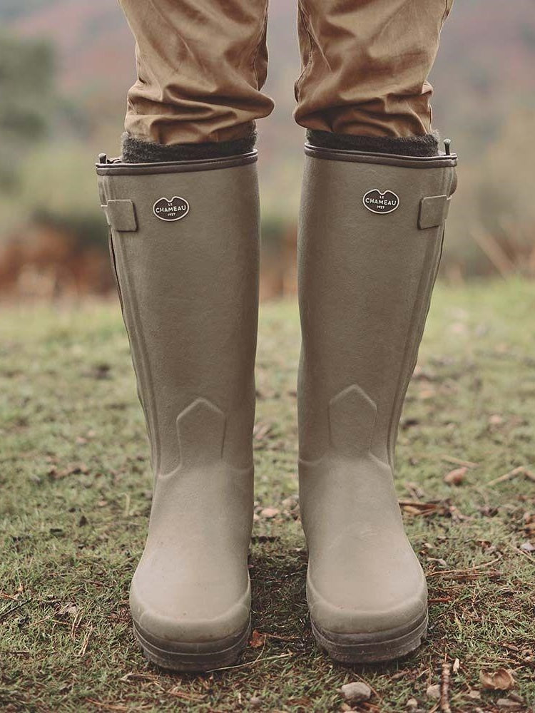 LE CHAMEAU Chasseur Boots - Mens Neoprene Lined Full Zip - Vert Vierzon