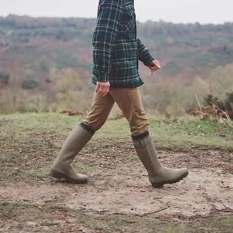 LE CHAMEAU Chasseur Boots - Mens Leather Lined Full Zip - Iconic Green Le Chameau