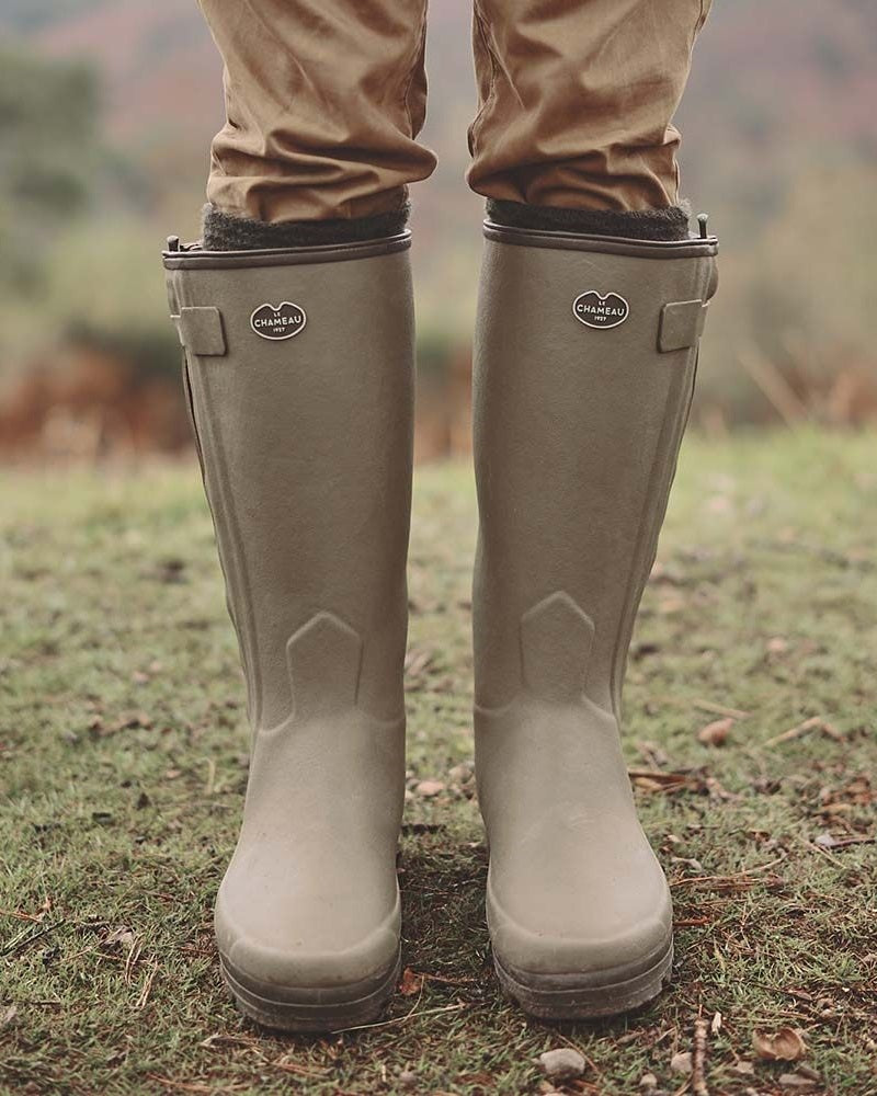 LE CHAMEAU Chasseur Boots - Mens Leather Lined Full Zip - Vert Vierzon