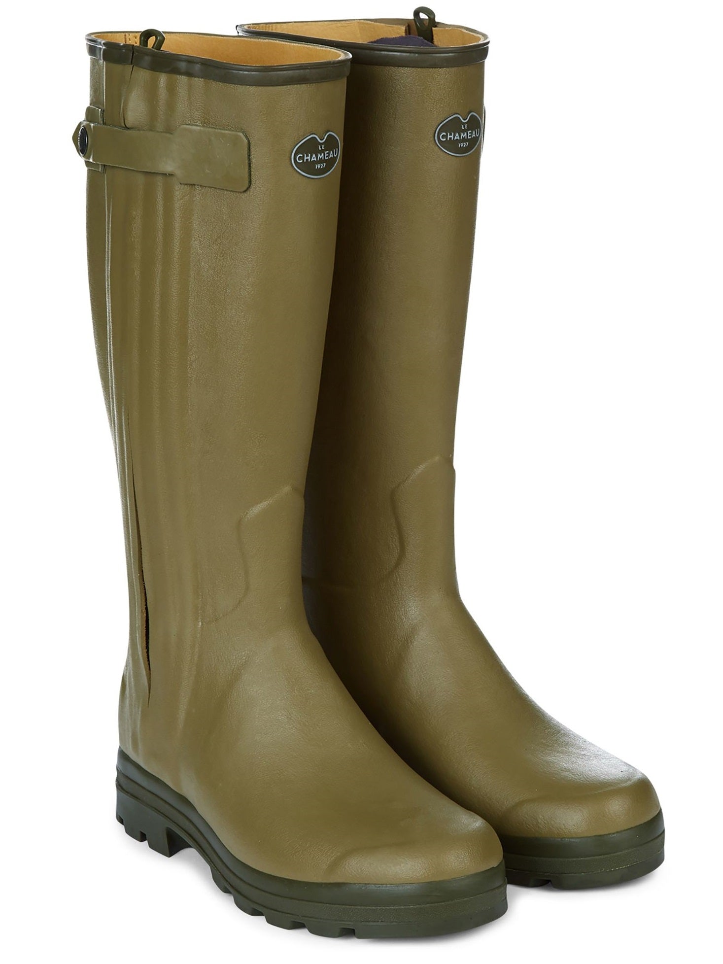 LE CHAMEAU Chasseur Boots - Mens Leather Lined Full Zip - Vert Vierzon