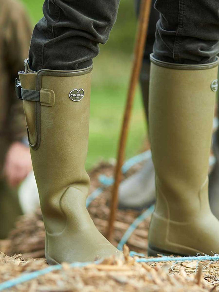 LE CHAMEAU Vierzonord XL Wide Calf Boots - Mens Neoprene Lined - Iconic Green Le Chameau
