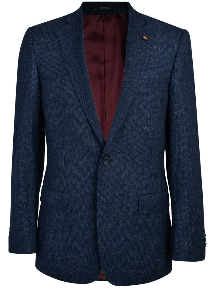 MAGEE Tweed Jacket - Mens Donegal Tweed Nice Classic Fit - Navy Herringbone
