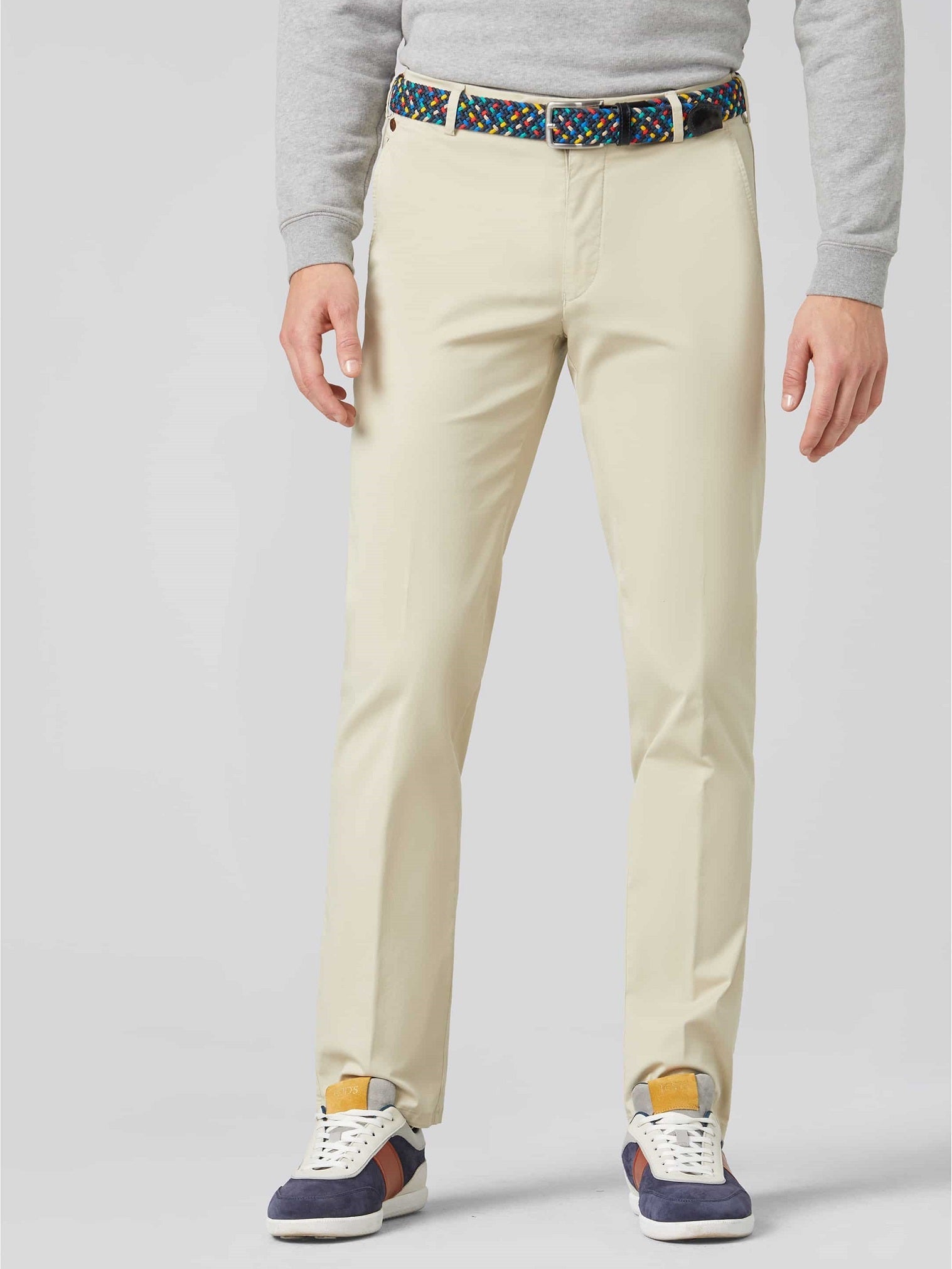 50% OFF - MEYER Trousers - Roma 3001 Summer-Weight Fairtrade Cotton Chinos - Beige - Size: 30 REG