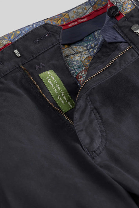 MEYER Roma Trousers - 3001 Light-Weight Cotton Chinos - Navy Meyer