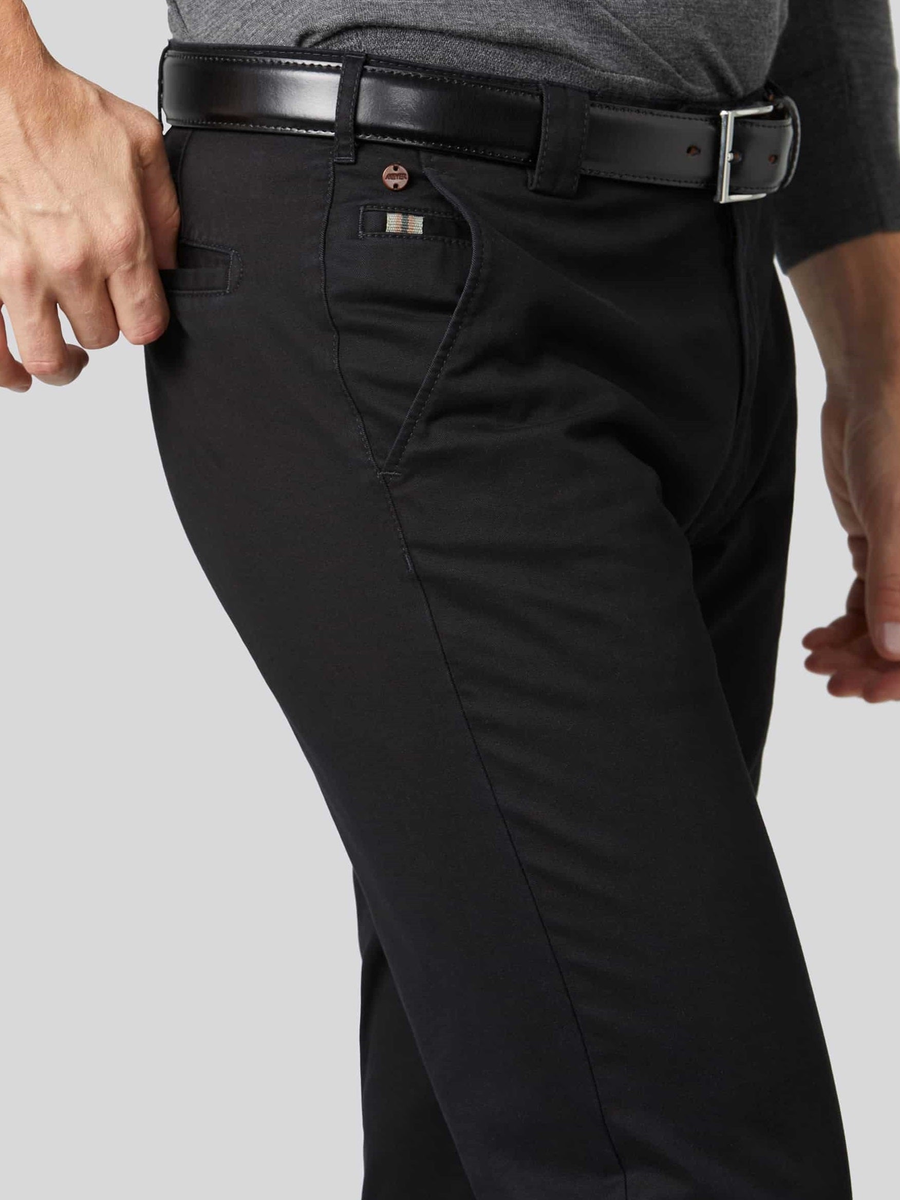 MEYER Trousers - Roma 316 Luxury Cotton Chinos - Black
