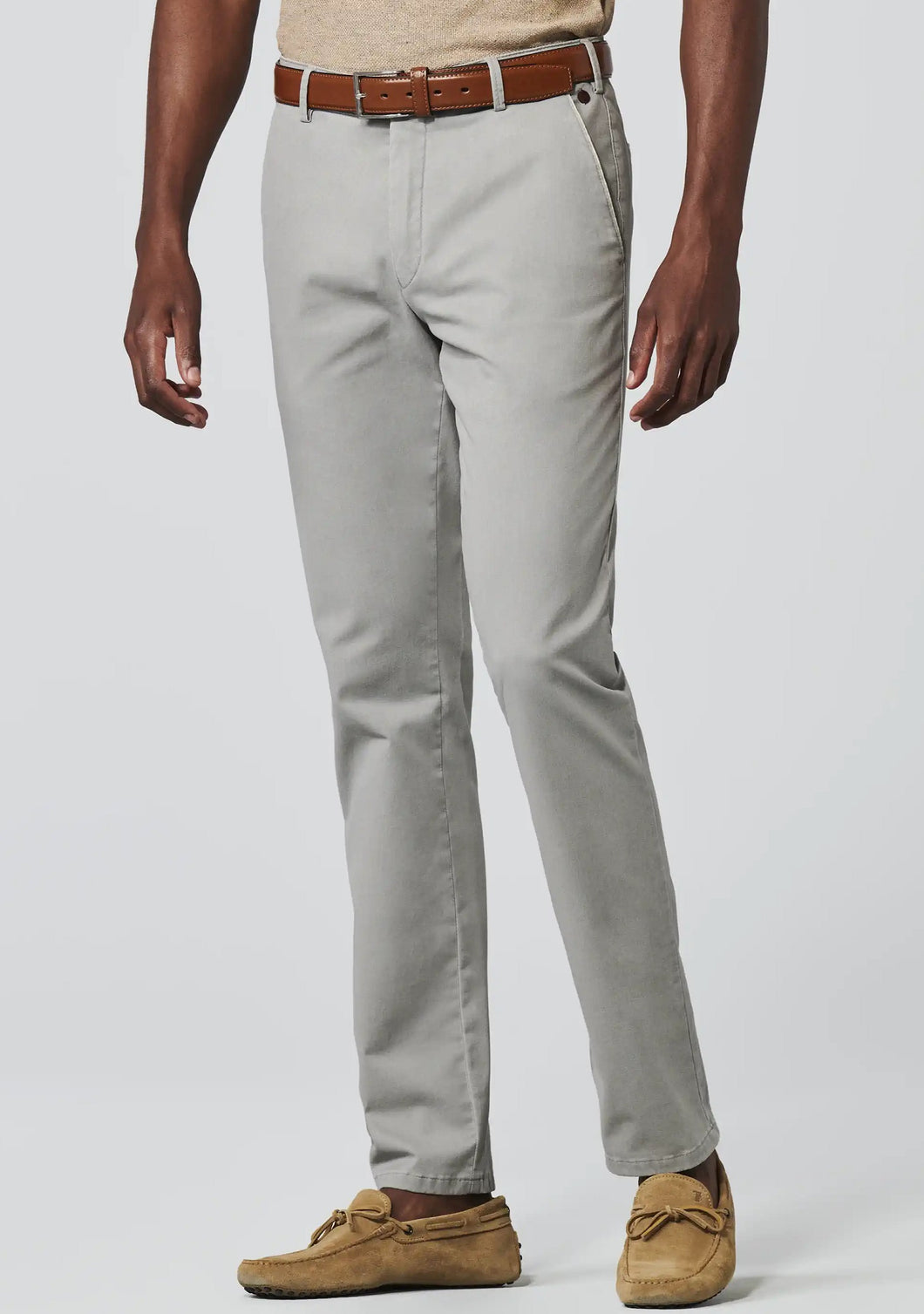 MEYER New York Trousers - 5000 Soft Twill Chino - Grey Beige