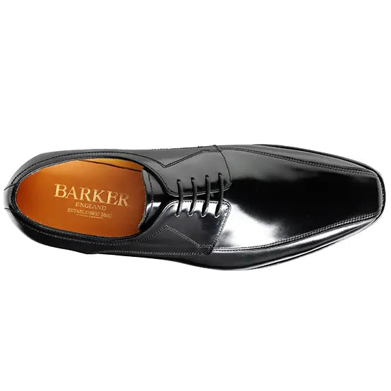 BARKER Newbury Shoes - Mens Derby Style - Black Hi-Shine Barker Shoes