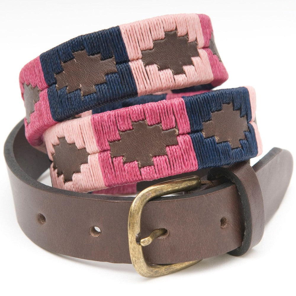 PIONEROS Polo Belt - Narrow Argentinian - 160 Berry/Navy/Pink