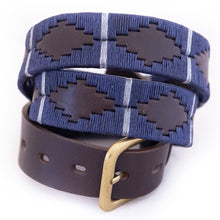 Load image into Gallery viewer, PIONEROS Polo Belt - Wide Argentinian - 121 Navy with Silver Grey Stripe
