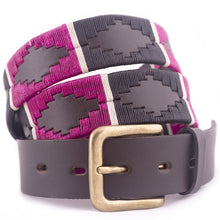 Load image into Gallery viewer, PIONEROS Polo Belt - Wide Argentinian - 122 Black/Berry with White Stripe
