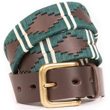 Load image into Gallery viewer, Pioneros-Polo-Belt-123-Green-White-Stripe

