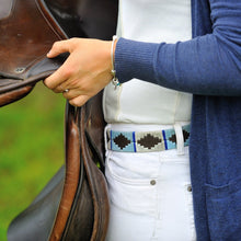Load image into Gallery viewer, PIONEROS Polo Belt - Wide Argentinian - 142 Blue/White with Blue Stripe
