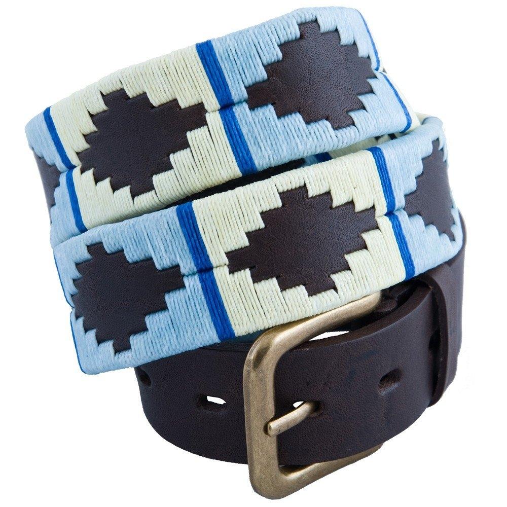 Pioneros - Argentinian Polo Belt in Blue/White with Blue Stripe