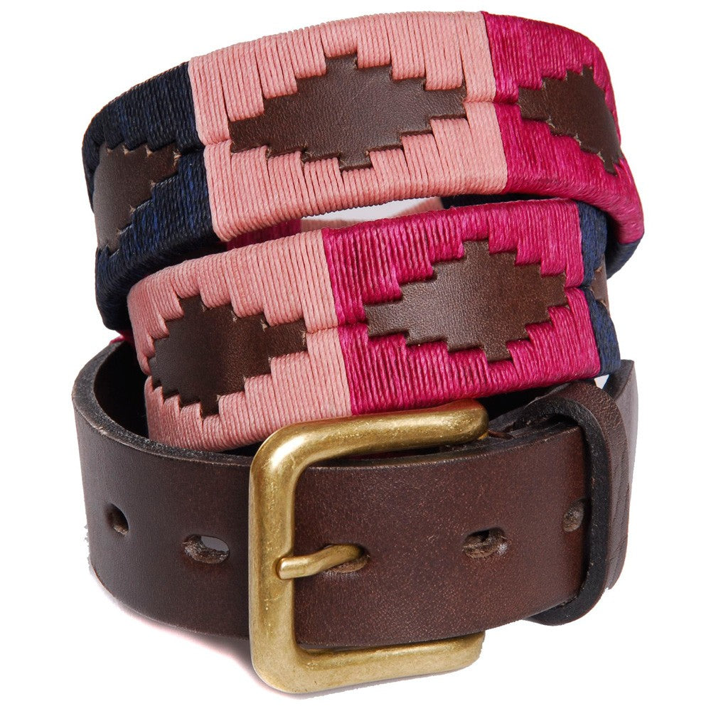 Pioneros - Argentinian Polo Belt in Berry/Navy/Pink