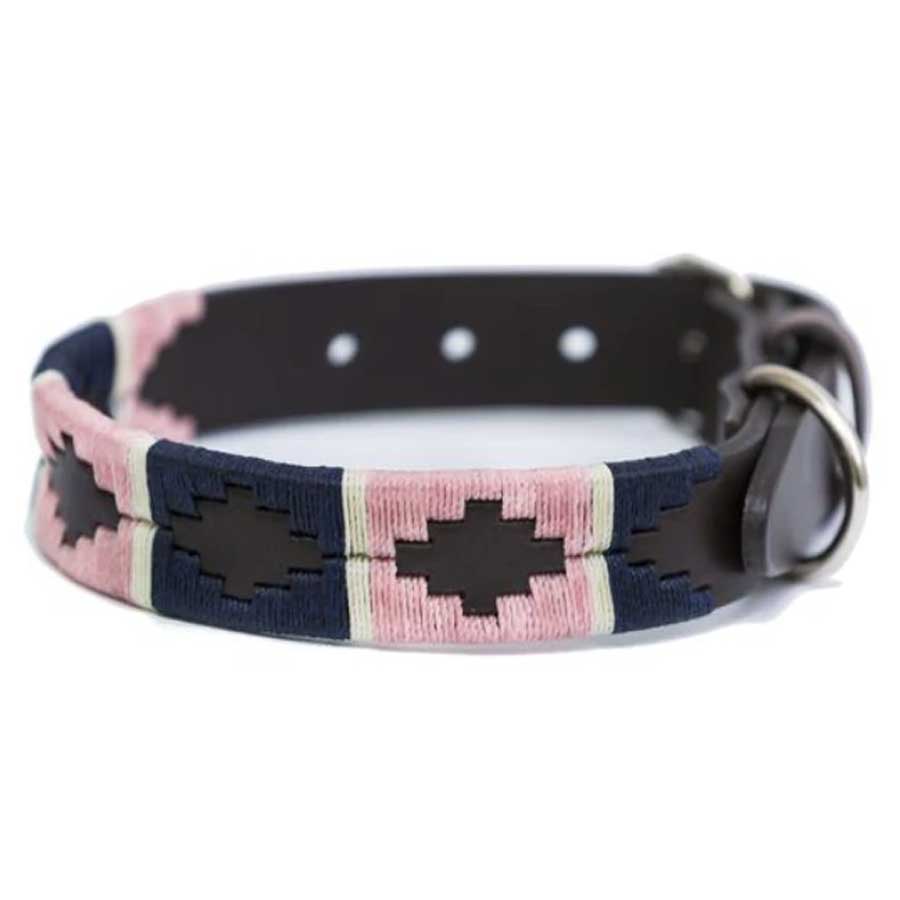 PIONEROS Polo Dog Collar - 710 Pink/Navy/White Stripe