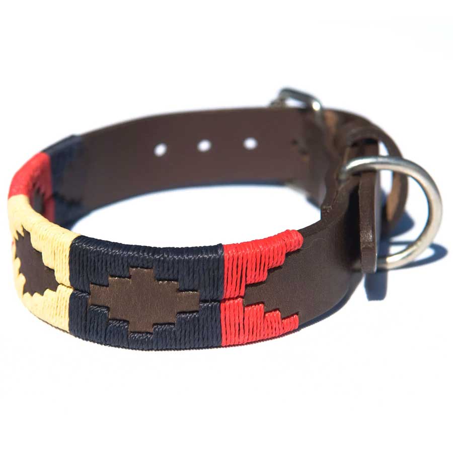PIONEROS Polo Dog Collar - 724 Navy/Cream/Red