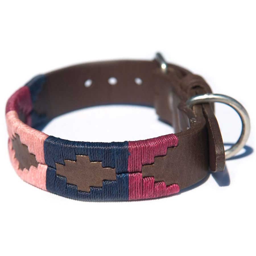 PIONEROS Polo Dog Collar - 755 Berry/Navy/Pink