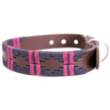 Load image into Gallery viewer, PIONEROS Polo Dog Collar - Double Stripe - 731 Navy/berry

