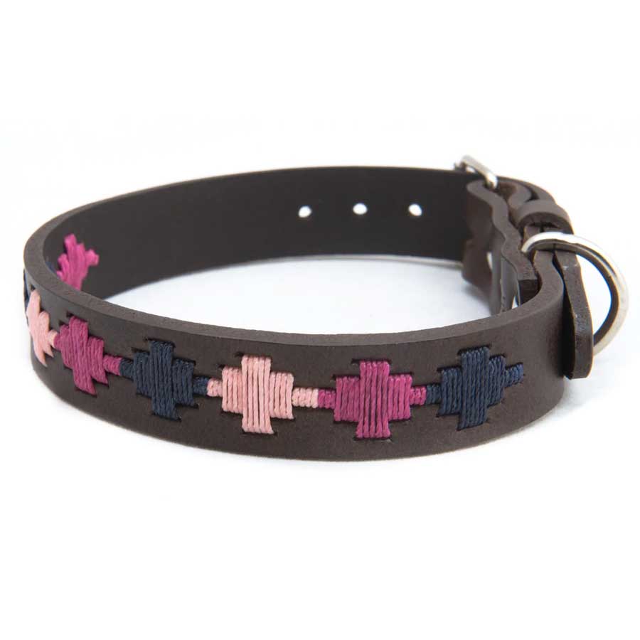 PIONEROS Polo Dog Collar - Pampa Cross- 780 Berry/Navy/Pink