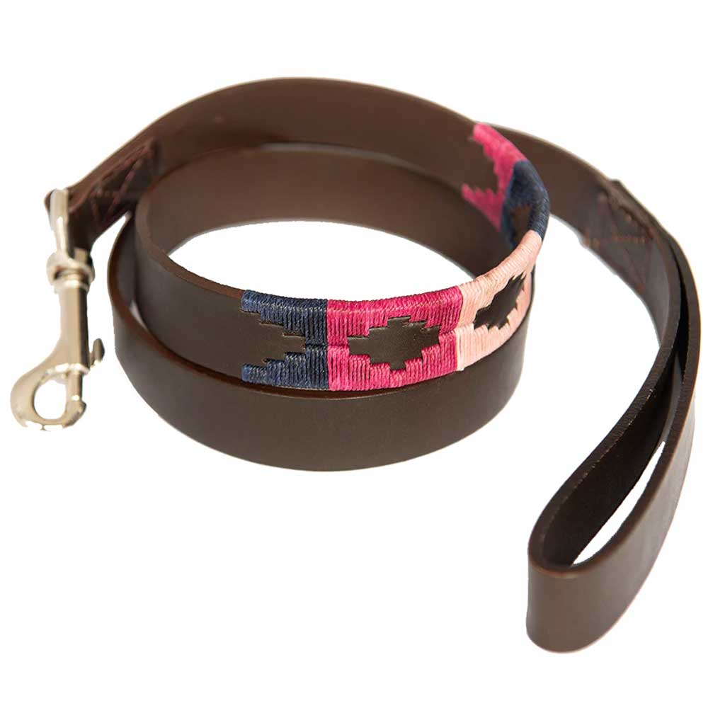 PIONEROS Polo Dog Lead - 855 Berry/Navy/Pink