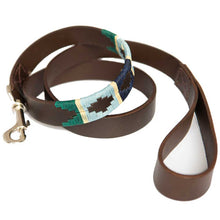 Load image into Gallery viewer, PIONEROS Polo Dog Lead - 856 Green/Pale Blue/Navy/Cream Stripe
