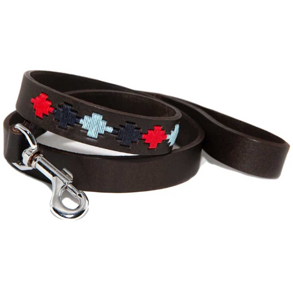 PIONEROS Polo Dog Lead - Pampa Cross - 806 Navy/Pale Blue/Red