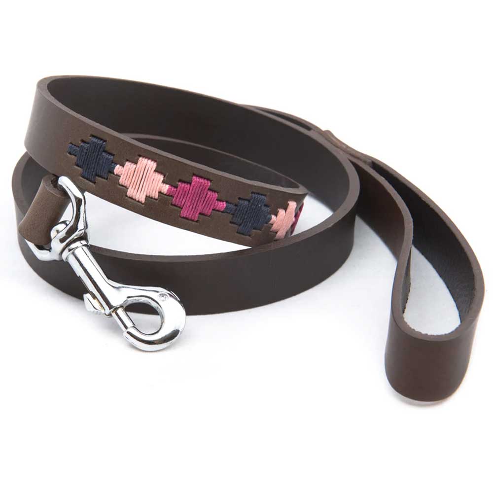 PIONEROS Polo Dog Lead - Pampa Cross - 880 Berry/Navy/Pink