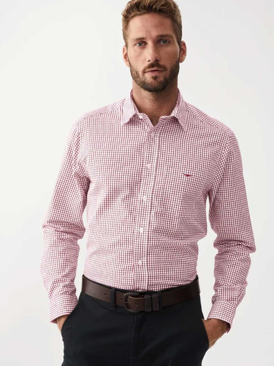RM WILLIAMS Collins Standard Collar Men's Shirt - Red Check