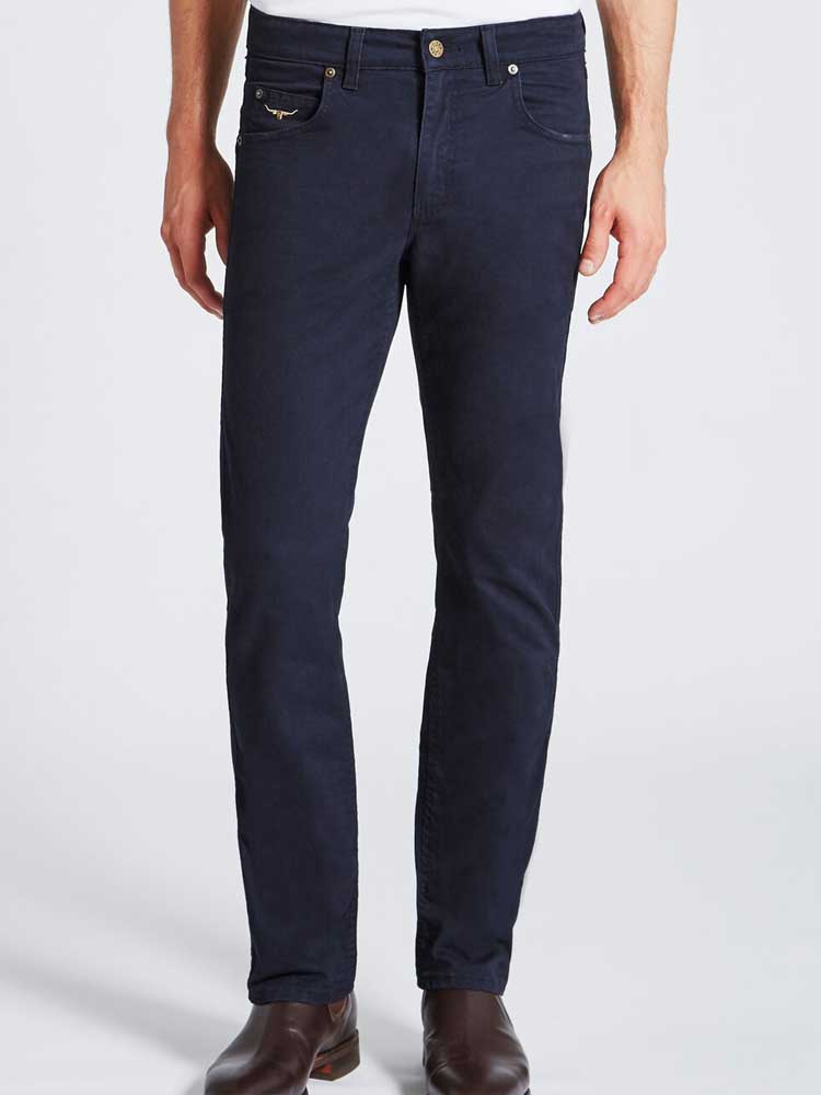 RM WILLIAMS Chinos - Men's Linesman Drill Cotton Slim-Fit - Navy