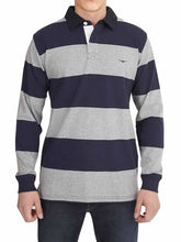 Load image into Gallery viewer, RM WILLIAMS Mens Tweedale Rugby Shirt - Navy &amp; Grey Stripe
