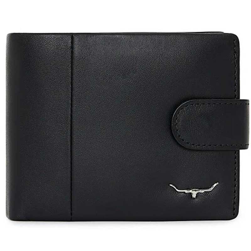 RM WILLIAMS Wallet - Mens Leather with Coin Pocket & Tab - Black