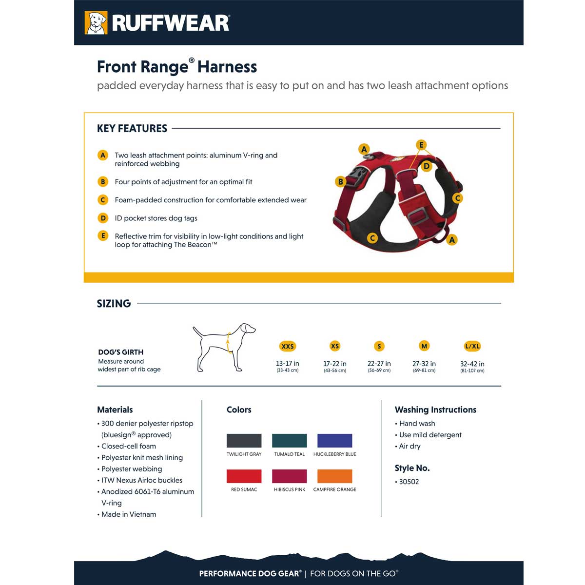 RUFFWEAR Front Range Dog Harness Red Sumac